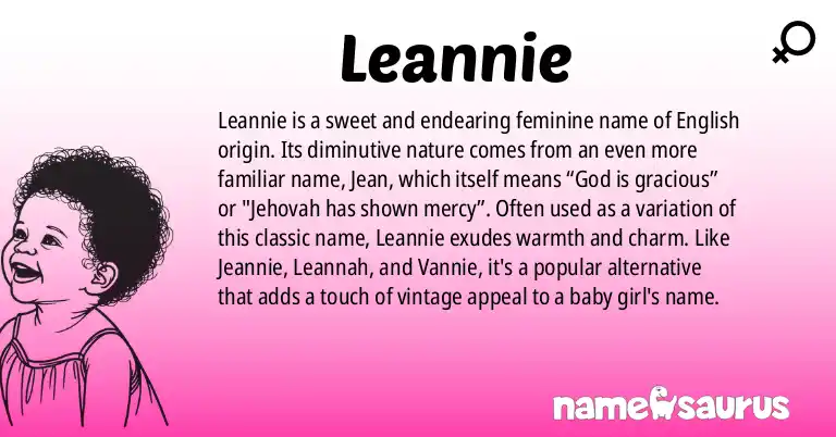 Infographic about Leannie name meaning, Leannie is a name from N/A origin(s).