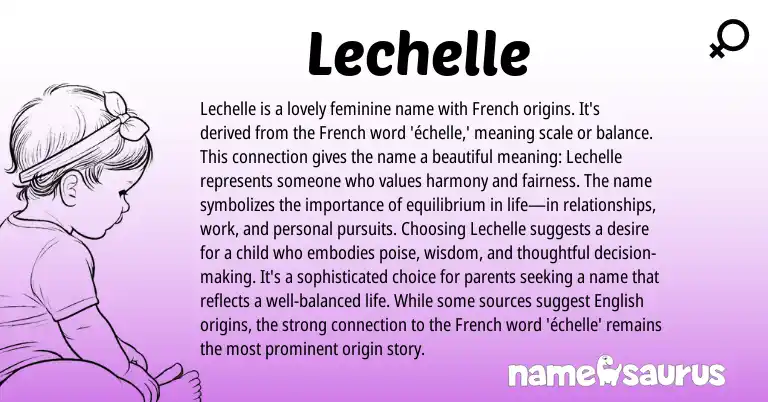 Infographic about Lechelle name meaning, Lechelle is a name from French origin(s).
