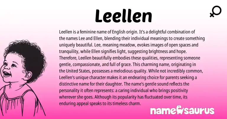 Infographic about Leellen name meaning, Leellen is a name from English origin(s).