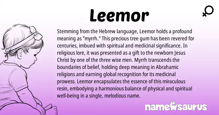 Infographic about Leemor name meaning, Leemor is a name from Hebrew origin(s).