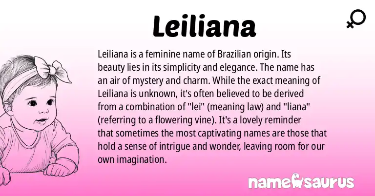 Infographic about Leiliana name meaning, Leiliana is a name from Brazilian origin(s).