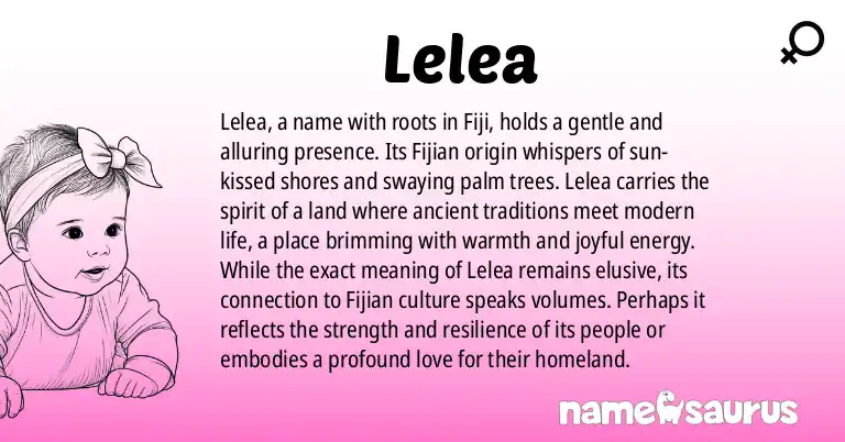 Infographic about Lelea name meaning, Lelea is a name from Fijian origin(s).