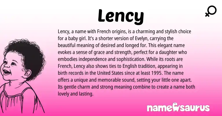 Infographic about Lency name meaning, Lency is a name from French origin(s).