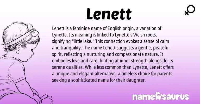 Infographic about Lenett name meaning, Lenett is a name from Welsh, English origin(s).