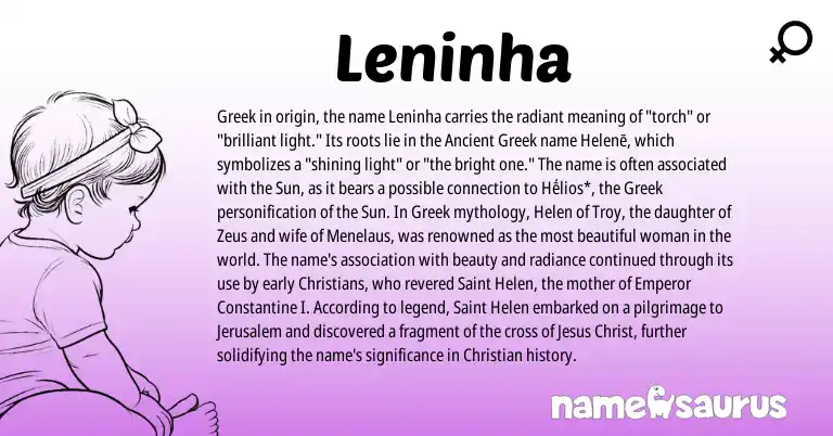 Infographic about Leninha name meaning, Leninha is a name from Ancient Greek, Greek origin(s).