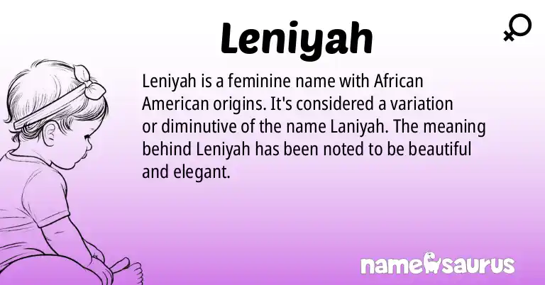 Infographic about Leniyah name meaning, Leniyah is a name from African American origin(s).