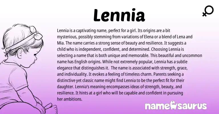 Infographic about Lennia name meaning, Lennia is a name from Other origin(s).