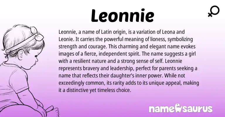 Infographic about Leonnie name meaning, Leonnie is a name from Latin origin(s).
