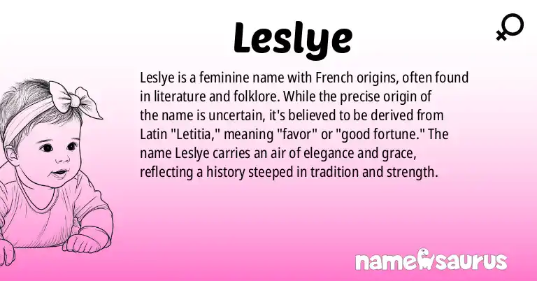 Infographic about Leslye name meaning, Leslye is a name from N/A origin(s).