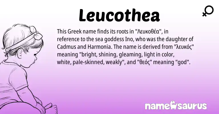 Infographic about Leucothea name meaning, Leucothea is a name from Greek origin(s).