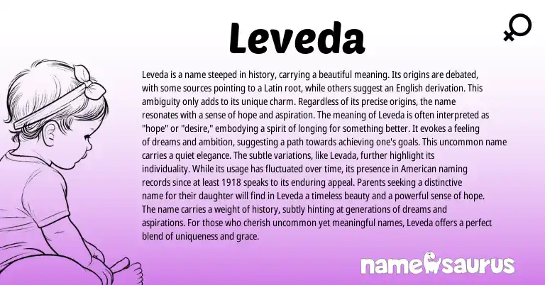 Infographic about Leveda name meaning, Leveda is a name from Latin, Spanish origin(s).