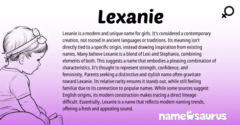 Infographic about Lexanie name meaning, Lexanie is a name from Other origin(s).