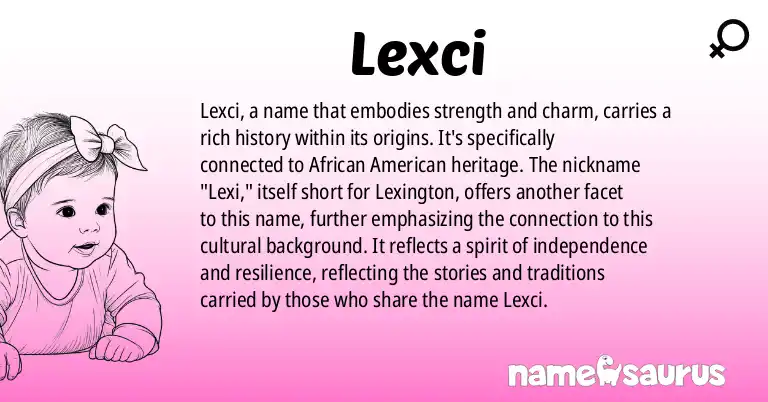 Infographic about Lexci name meaning, Lexci is a name from African American origin(s).