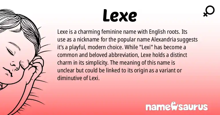 Infographic about Lexe name meaning, Lexe is a name from English origin(s).