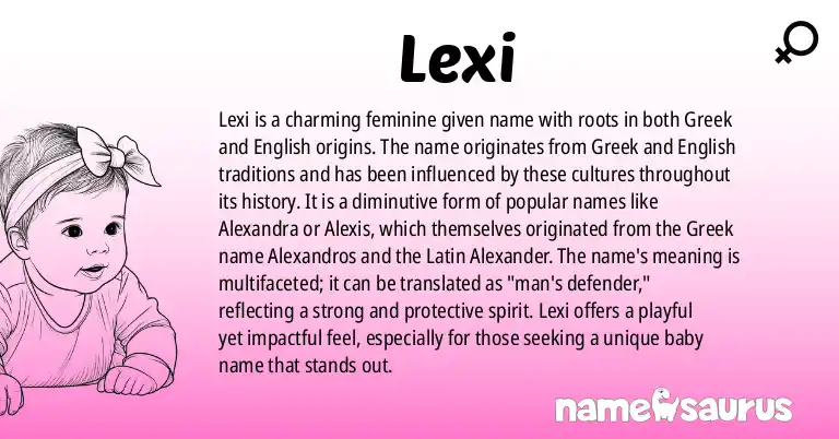 Infographic about Lexi name meaning, Lexi is a name from Greek, English origin(s).