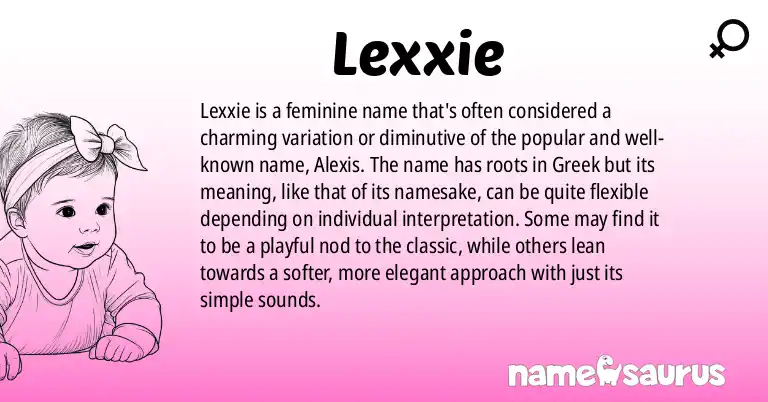 Infographic about Lexxie name meaning, Lexxie is a name from N/A origin(s).
