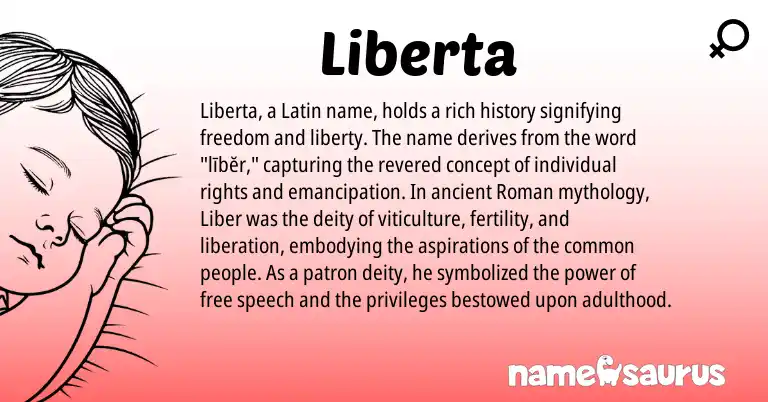 Infographic about Liberta name meaning, Liberta is a name from Roman, Latin origin(s).