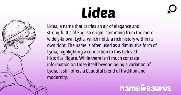 Infographic about Lidea name meaning, Lidea is a name from English origin(s).