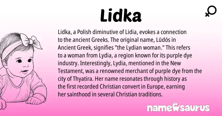 Infographic about Lidka name meaning, Lidka is a name from Polish, Ancient Greek origin(s).