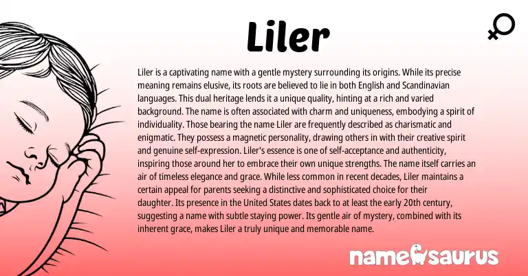 Infographic about Liler name meaning, Liler is a name from Scandinavian, English origin(s).