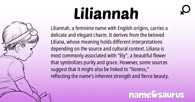 Infographic about Liliannah name meaning, Liliannah is a name from English origin(s).