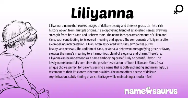 Infographic about Liliyanna name meaning, Liliyanna is a name from Hebrew origin(s).