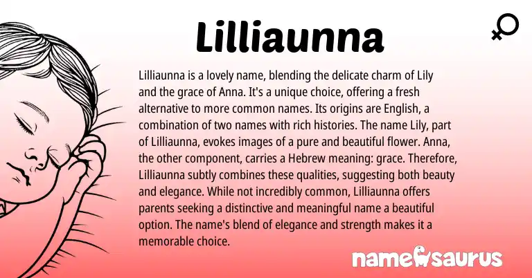Infographic about Lilliaunna name meaning, Lilliaunna is a name from Hebrew, English origin(s).