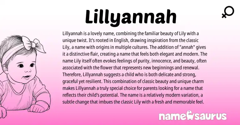 Infographic about Lillyannah name meaning, Lillyannah is a name from American origin(s).