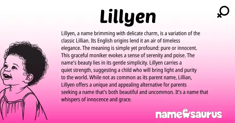 Infographic about Lillyen name meaning, Lillyen is a name from English origin(s).