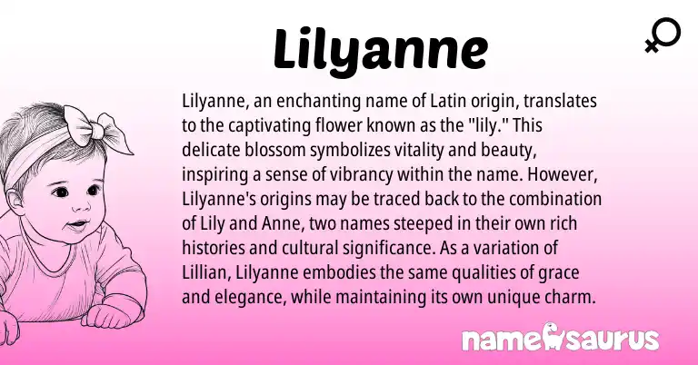 Infographic about Lilyanne name meaning, Lilyanne is a name from Latin origin(s).