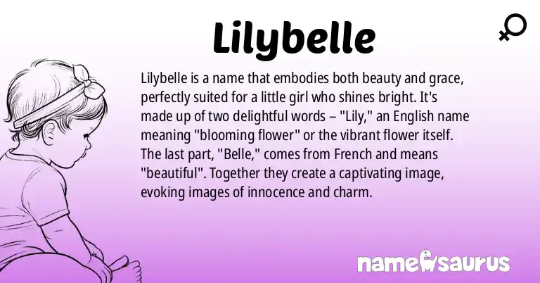 Infographic about Lilybelle name meaning, Lilybelle is a name from English origin(s).