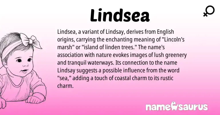 Infographic about Lindsea name meaning, Lindsea is a name from English origin(s).