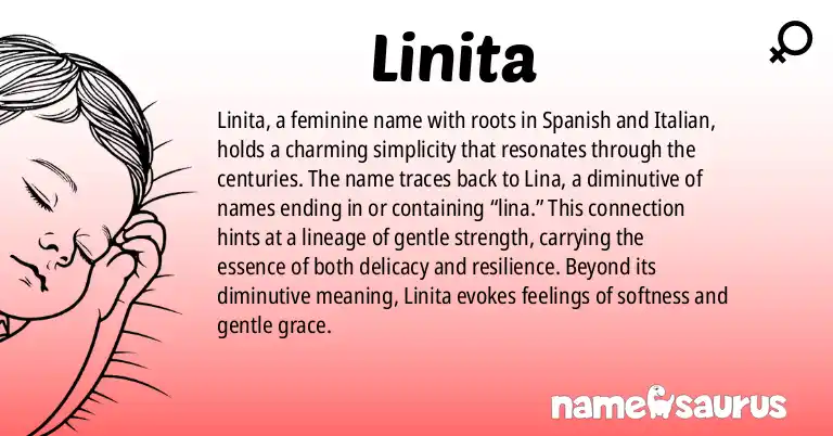 Infographic about Linita name meaning, Linita is a name from Spanish, Italian origin(s).