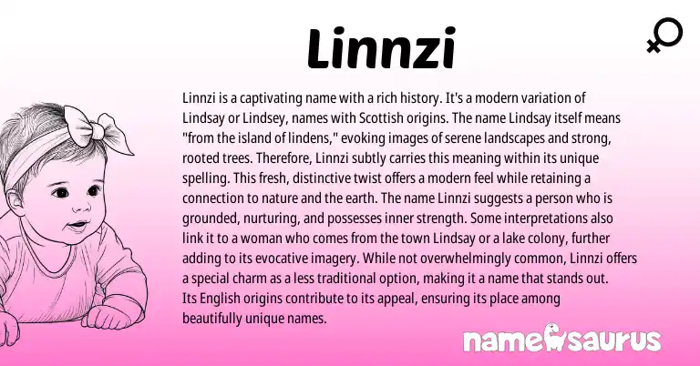 Infographic about Linnzi name meaning, Linnzi is a name from English, Scottish origin(s).