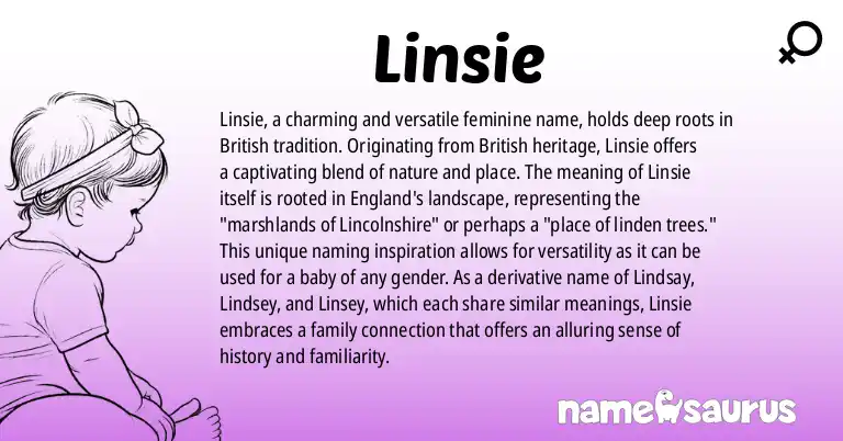 Infographic about Linsie name meaning, Linsie is a name from British origin(s).