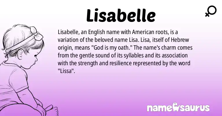 Infographic about Lisabelle name meaning, Lisabelle is a name from English (American) origin(s).
