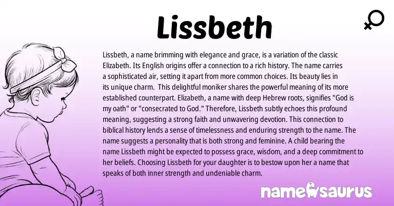 Infographic about Lissbeth name meaning, Lissbeth is a name from Hebrew, Biblical origin(s).