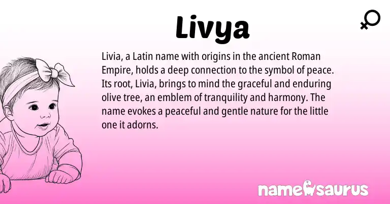 Infographic about Livya name meaning, Livya is a name from Roman, Latin origin(s).