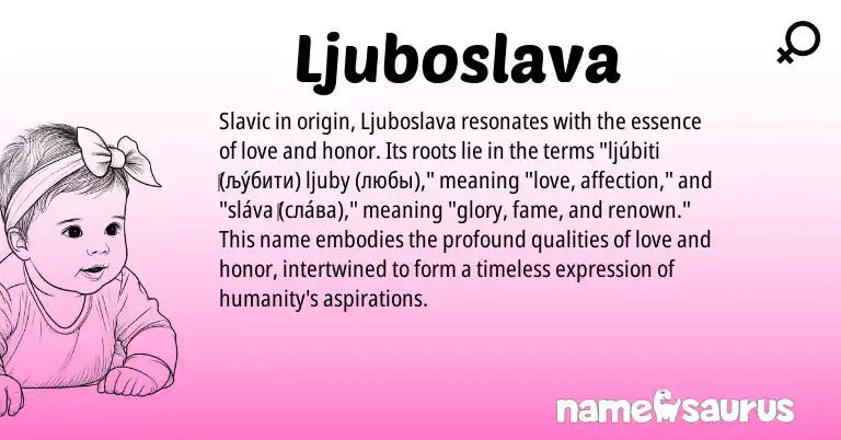 Infographic about Ljuboslava name meaning, Ljuboslava is a name from Slavic origin(s).
