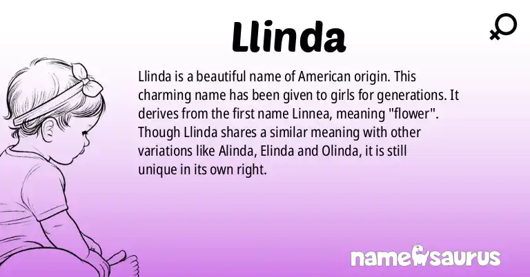 Infographic about Llinda name meaning, Llinda is a name from American origin(s).