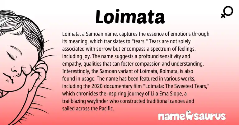 Infographic about Loimata name meaning, Loimata is a name from Samoan origin(s).