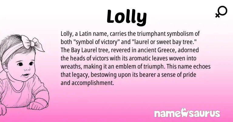 Infographic about Lolly name meaning, Lolly is a name from Greece, Latin origin(s).
