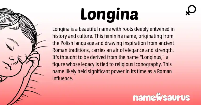 Infographic about Longina name meaning, Longina is a name from Polish, Ancient Roman origin(s).