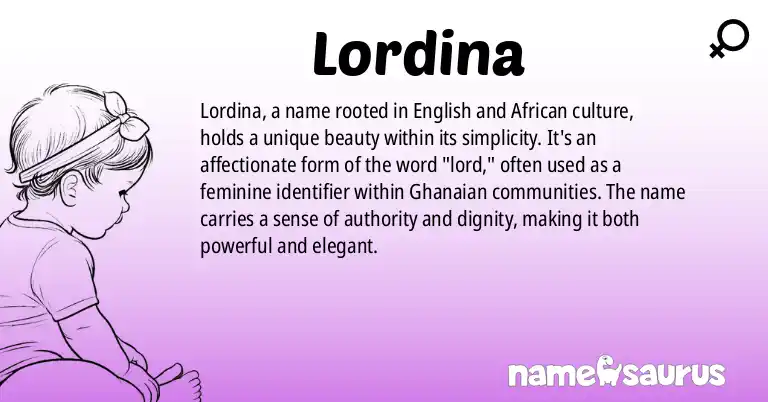 Infographic about Lordina name meaning, Lordina is a name from English (African) origin(s).