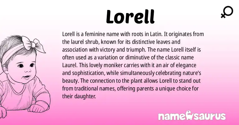 Infographic about Lorell name meaning, Lorell is a name from Latin origin(s).