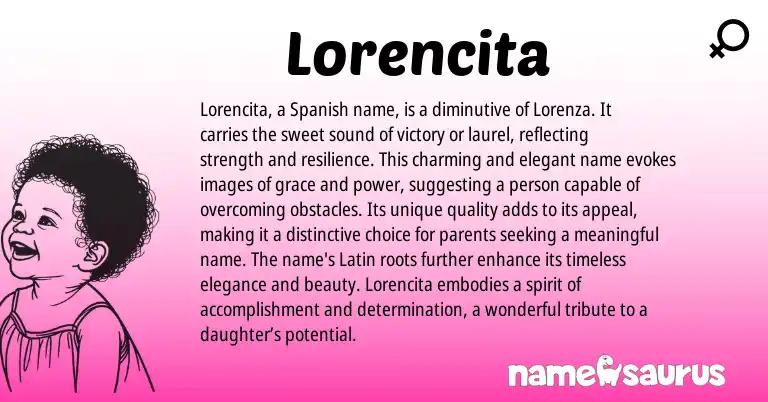 Infographic about Lorencita name meaning, Lorencita is a name from Spanish origin(s).