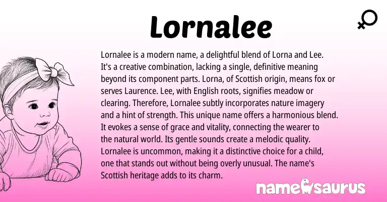 Infographic about Lornalee name meaning, Lornalee is a name from Scottish, English origin(s).