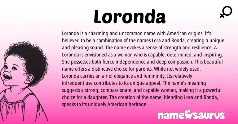 Infographic about Loronda name meaning, Loronda is a name from American origin(s).