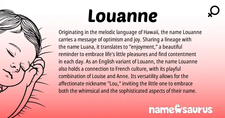 Infographic about Louanne name meaning, Louanne is a name from English, French origin(s).
