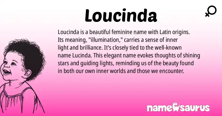 Infographic about Loucinda name meaning, Loucinda is a name from N/A origin(s).